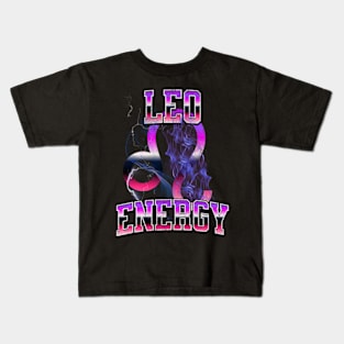 Leo Energy Retro Lightning Zodiac Sign Birthday Astrology Kids T-Shirt